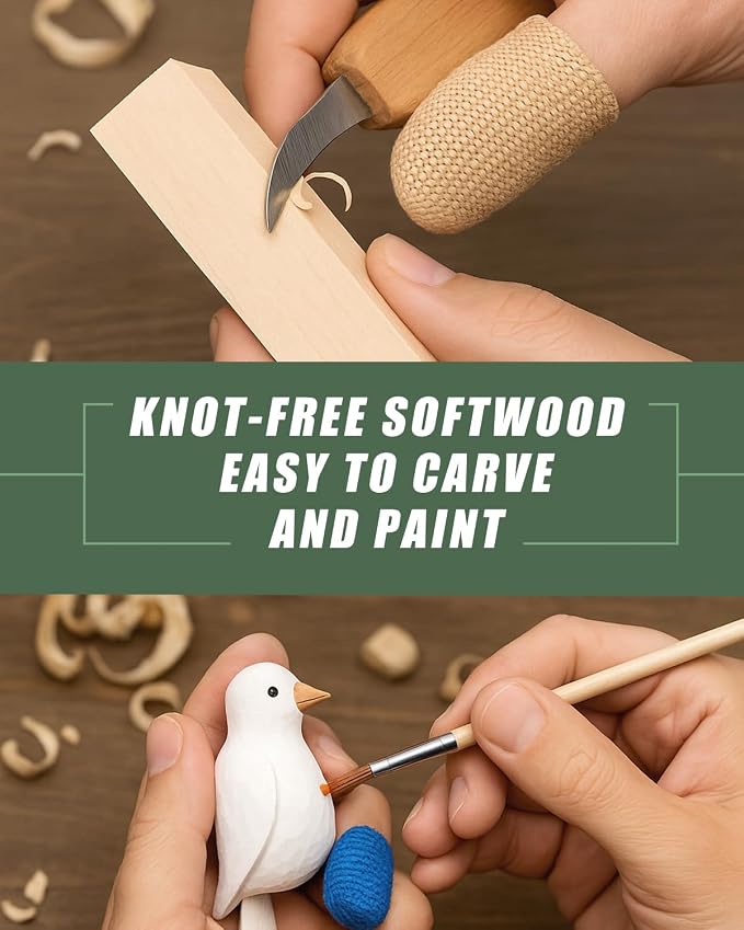 Basswood Carving Blocks 24 PCS: Whittling Wood Blanks in 3 Different Sizes
