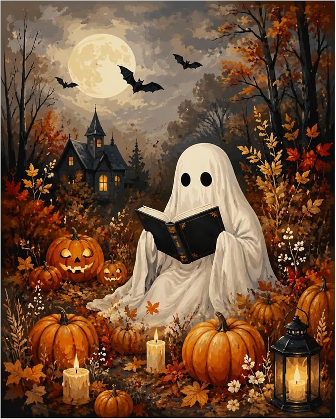 AUKELHJ Paint by Numbers Kit for Adults Beginner, Halloween, 16x20 inch | Paint by Number for Adults, Beginner Friendly, High-Definition Color Canvas, Stress Relief, Home Decor, Gifts, Unframed
