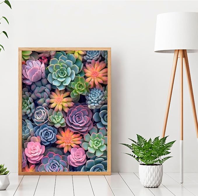 Ycydilirab Succulent Paint by Numbers Kits for Adults Beginners-Succulent Plant Paint by Number for Adult,Easy Canvas Paint by Numbers for Adults for Home Wall Decoration and Gifts 16X20 inch