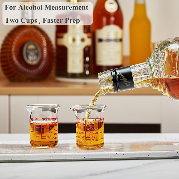 Ackers BORO3.3 Glass Measuring Cups with V-Spouts, 30 ml/1 oz, 2 Pack