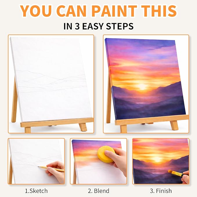 MISUMISO Acrylic Paint Set for Beginners - 24 Colors Painting Kit with Canvas Panels, Easel, 10 Brushes, Apron, Palette & Accessories - Art Kit Painting Supplies for Adults Kids Teens, Gift Set