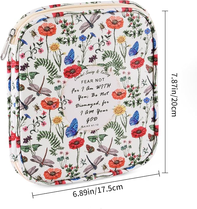 Crochet Hook Case, Portable Zipper Storage Organizer Bag for Crochet Needles/Knitting Accessories, Lightweight Crochet Hook Kit Tools, Easy to Hold(No Accessories Included). Dragonfly