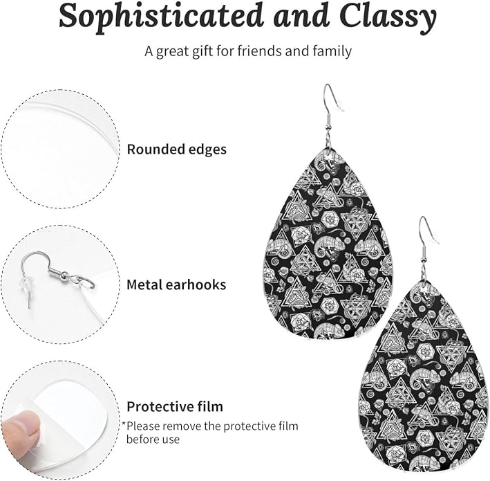 Math Formula Equation Black Drop-Shaped Earrings 2.2 x 1.5 Inches