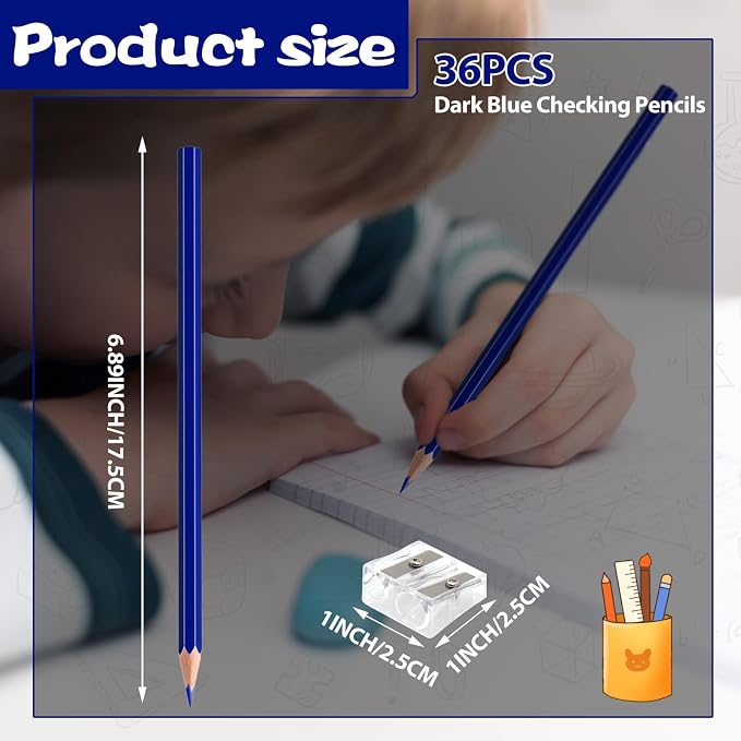 36 Pack Dark Blue Colored Pencils for Kids, Pre-sharpened Art Pencils Back to School Supplies Set, Drawing Sketching Pencils for Students, Teachers, Classroom