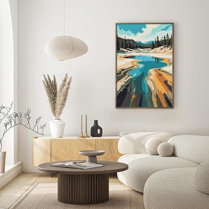 National Park Paint by Numbers Kit for Adults Beginner with Frame, Easy Landscape Adult Paint by Number Kits on Canvas, DIY Acrylic Number Painting for Adults for Home Decor for Gift 8x12 Inch