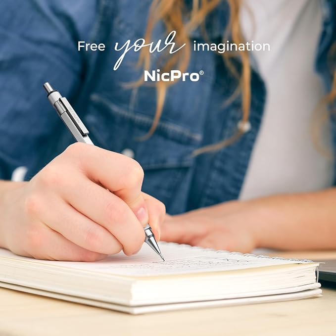 Nicpro 3 Pack Blocky Gear 0.5 mm Metal Mechanical Pencils Set with Case