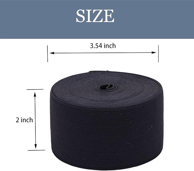 XKDOUS Elastic Band for Sewing, 2 Inch 7 Yards, Black