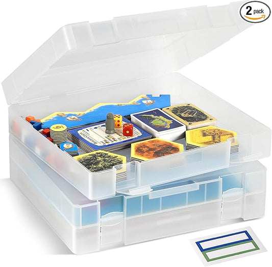 2-Pack Art and Craft Organizers and Storage Case – Thick Tall Transparent Stackable Plastic Craft Storage Containers, Project Organizer Paper Box Fits 8.5 x 11 Inch Papers & More, 12.4 x 10.8 x 3.1 In