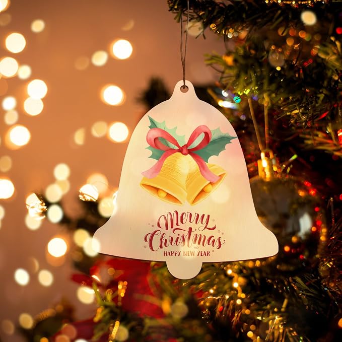 Large Size 7 inch Wooden Christmas Ornaments to Paint 10PCS, DIY Blank Bell Cutouts Unfinished Wood Ornament for Crafts Hanging Christmas Decorations, Wood Discs Ornament for Home Autumn Winter