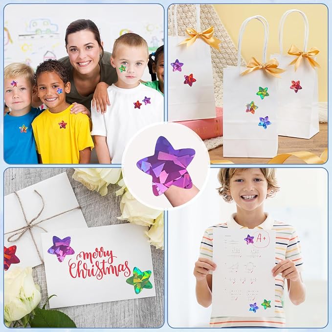 Imeepa 500PCS Rainbow Star Stickers, 1" Multi-Color Lables for Kids Reward