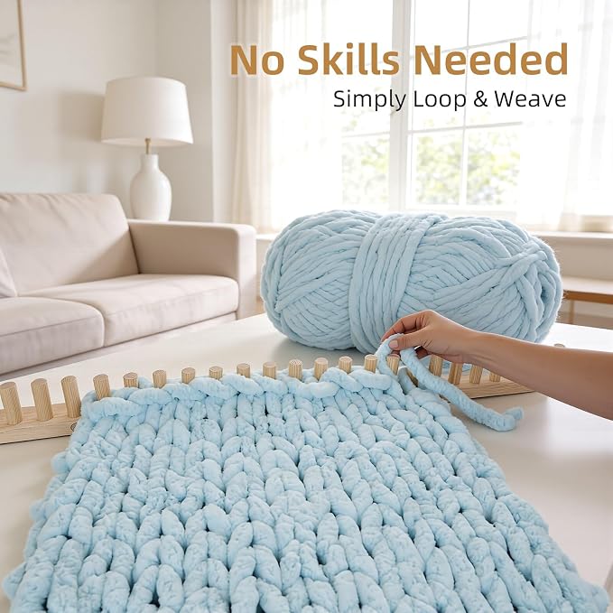 ARTACE 62" Chunky Blanket Loom, Wooden Loom for Chunky Throw Blanket, Adjustable Size Hand Knitting Kit, Ideal and Friendly for DIY Beginners