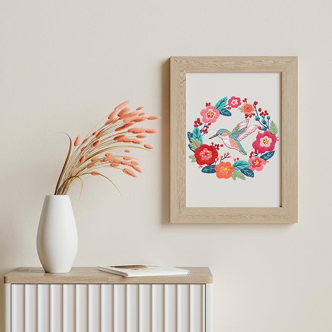 Louise Maelys Hummingbird Flower Embroidery Kit for Beginners Gift | Add Nature Inspired Decor with Cross Stitch Kits. Complete Needlepoint Kit for Adults to Enjoy Creative Crafts and Gifts