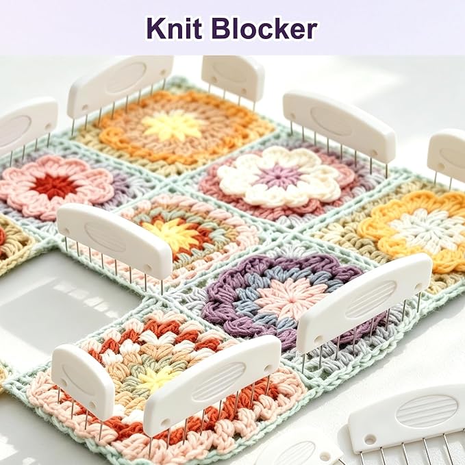 20PCS Knit Blocking Pins Kit, Knit Blocking Combs with 100 T Pins & Measuring Tape, Knitting Block Tool for Knitting, Crochet, Lace & Needlework Projects, Blocking Mats Compatible