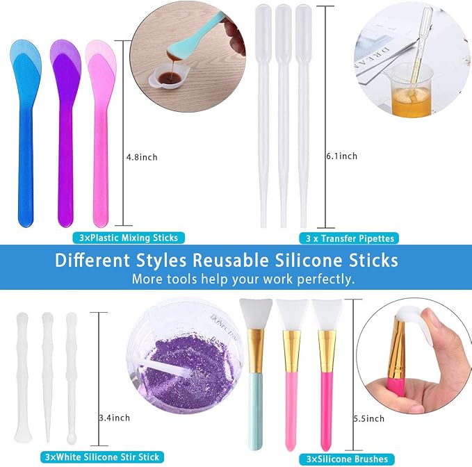 Resin Tools Set 22pcs, A3 Silicone Sheet with 100 ml Measuring Mixing Cups, Brushes Stir Sticks Spoons, Pipette for Epoxy Resin DIY Crafts Painting