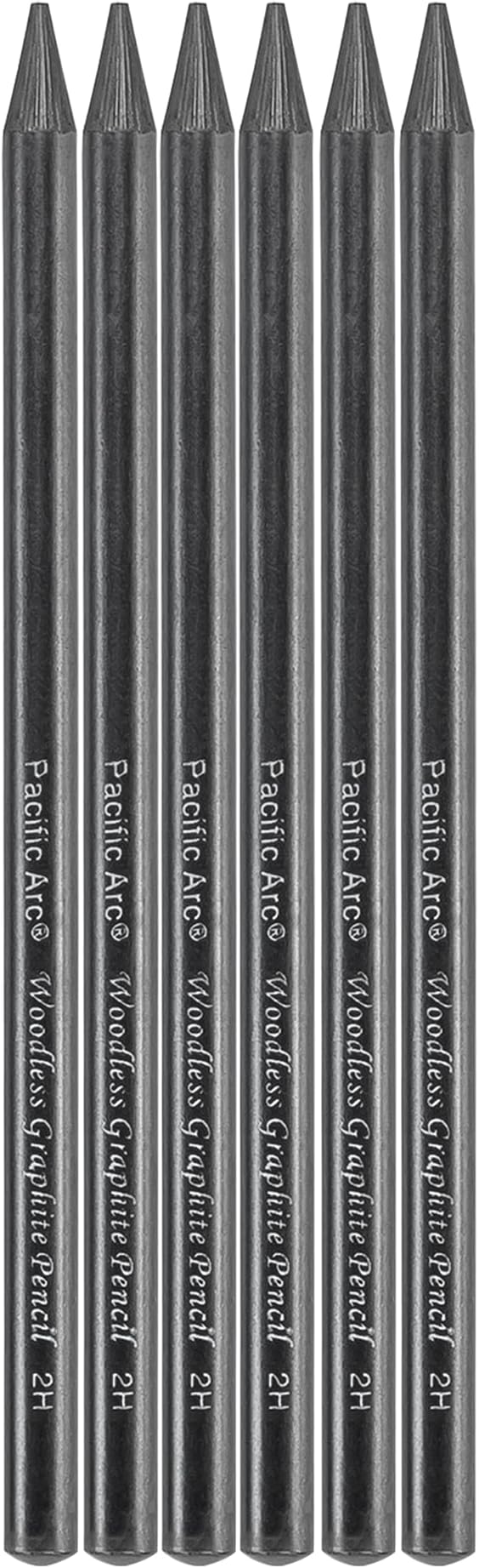 Pacific Arc Woodless Graphite Pencil 6 Pack Set, 2H, for Sketching, Drawing, Coloring and Art