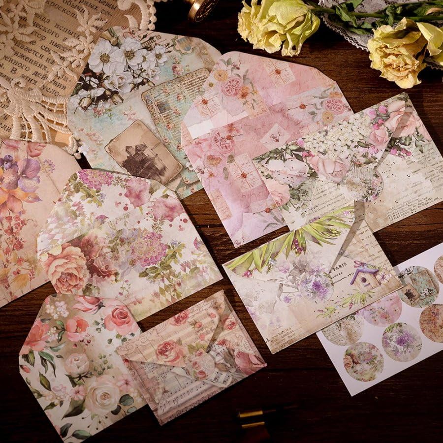 92 Pieces Mini Stationery Paper Envelopes and Sealing Sticker Set