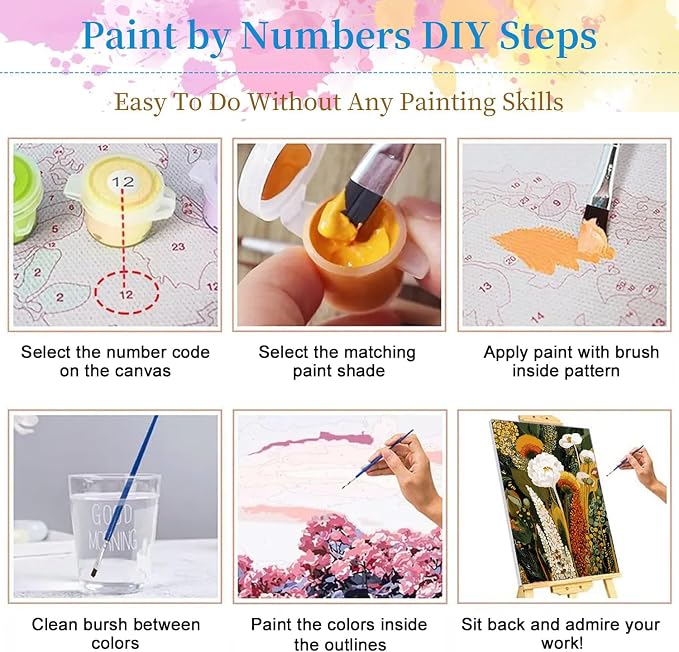 Gearock DIY Wildflowers Paint by Numbers Kit for Adults