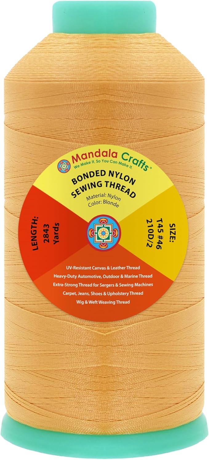 Mandala Crafts Size 46 210D T45 Blonde Bonded Nylon Thread, 2843 YDs