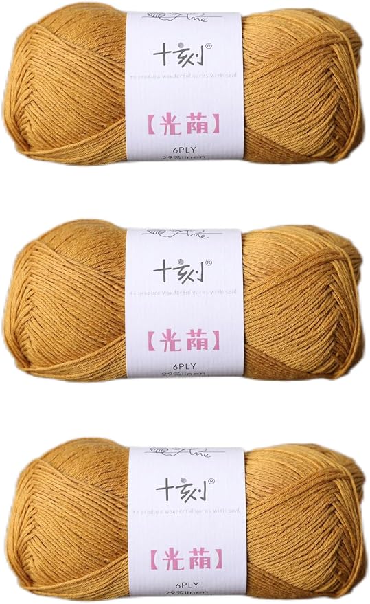 Linen Rayon Lyocell Blend Yarn, Superfine Fingering Weight (1), 150g/5.29oz (3 Strands, 50g/230yds per Strand)- 11 Mustard