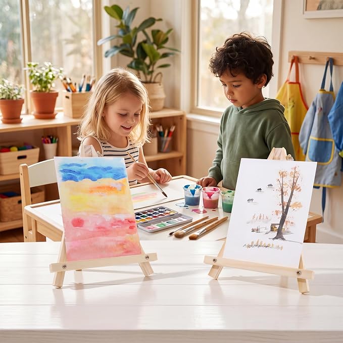 36 Pack 9 Inch Easel for Painting, Wooden Easel Stand Canvas Stand | Smooth Wood, Folds Flat for Storage, for Canvases, Photos, Signs, Weddings, Classrooms, Home Décor