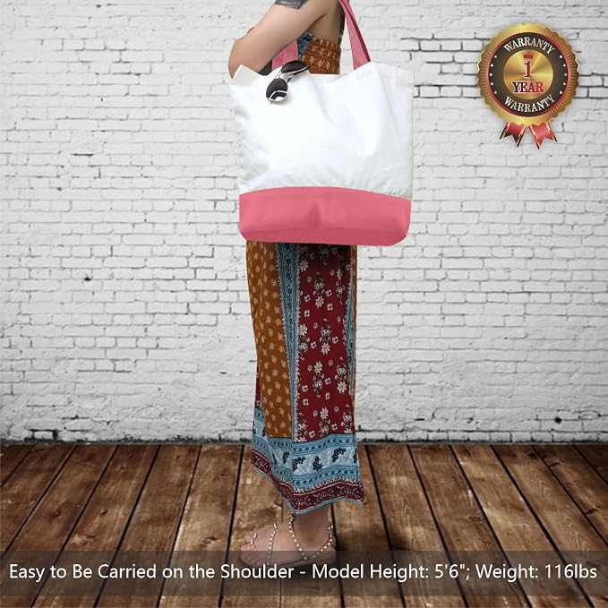 TOPDesign 3-Pack Super Strong Large 12oz Cotton Canvas Tote Bags, Reusable Grocery Shopping Cloth Bags, Fashionable Two-Tone Totes for Crafts, DIY Your Creative Designs