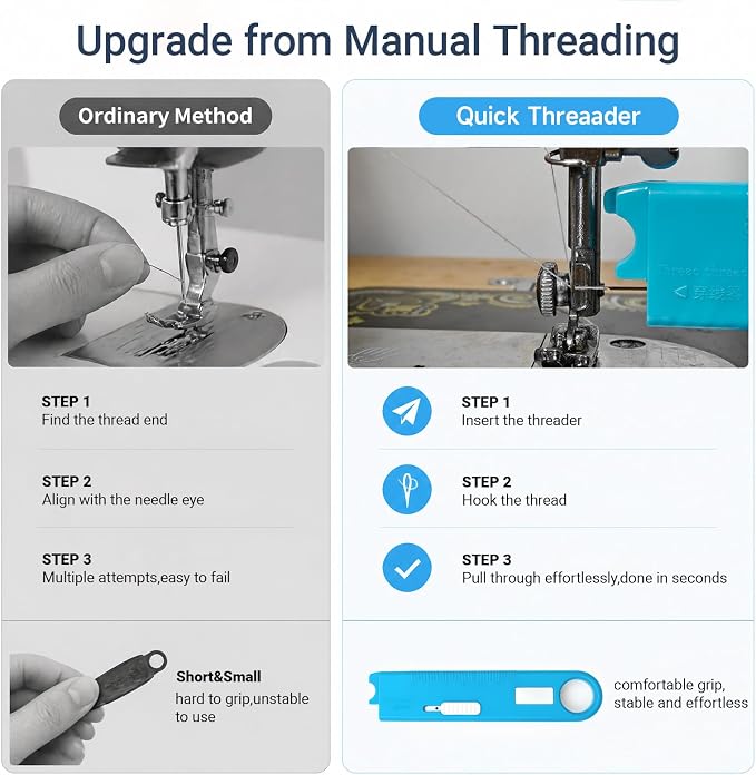 Sewing Machine Automatic Needle Threader with Seam Ripper Ruler Scale