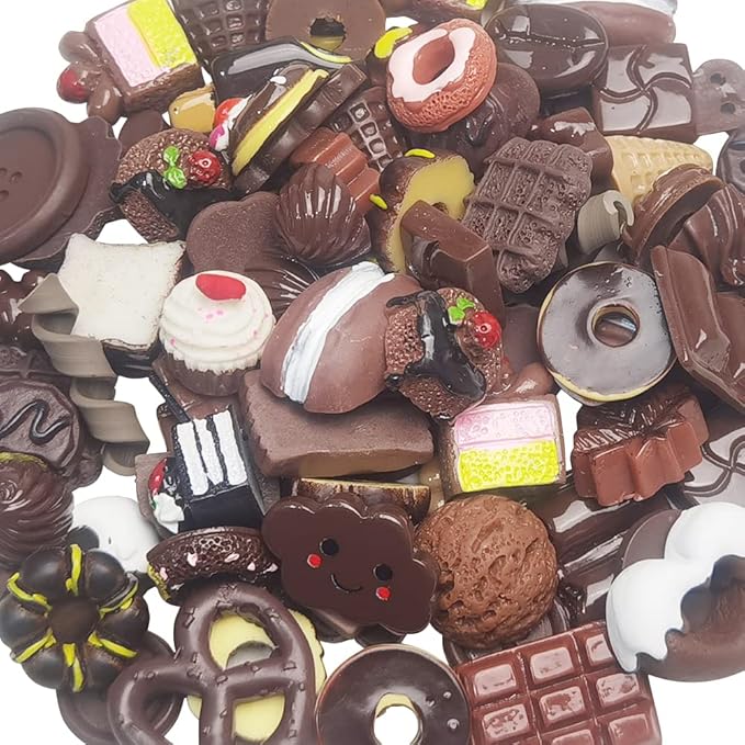 Chenkou Craft 50pcs Lots Mix Assorted Brown Craft DIY Flatbacks Resin Flat Back Buttons Scrapbooking (Brown)