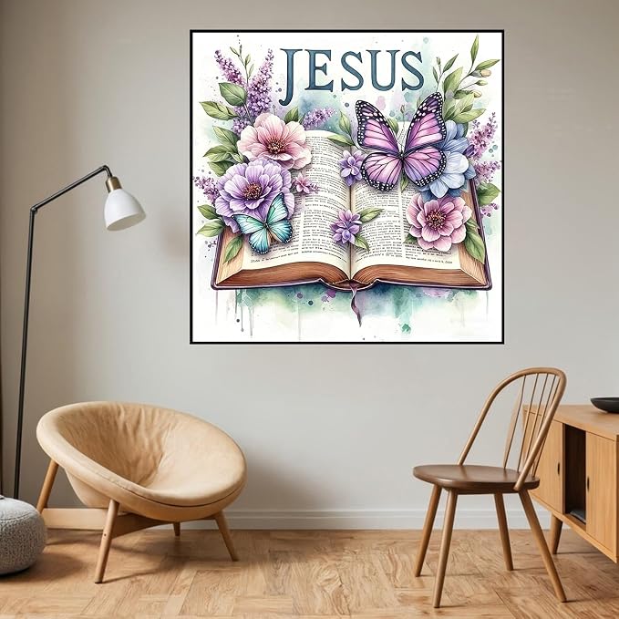 HHMATITS Jesus Diamond Art Kits for Adults, Book Diamond Painting Kits