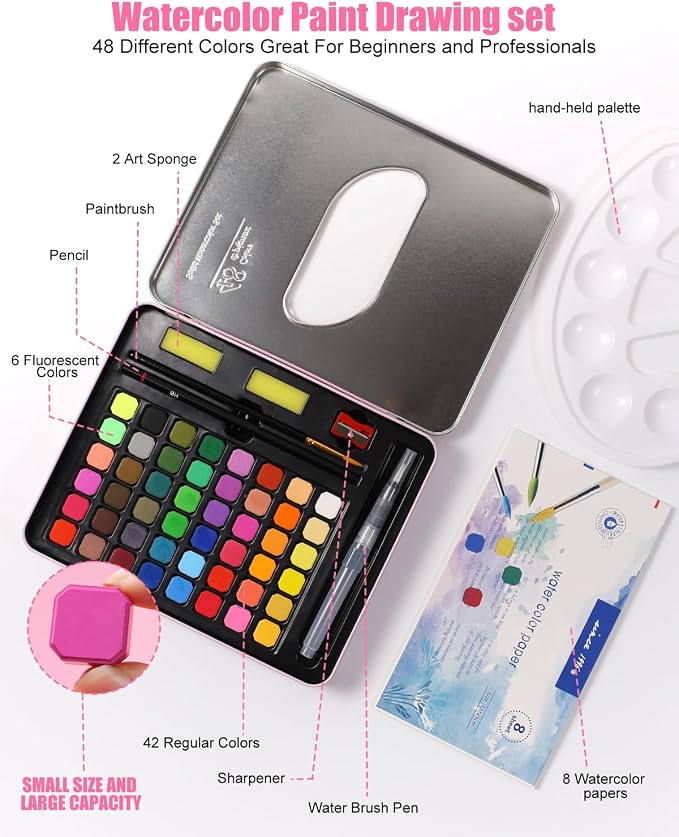 Water Colors Paint Adult Set for Beginner with Flower Watercolor Workbook