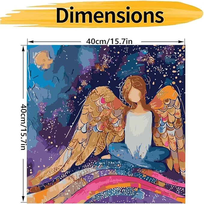 CHWGLFGG Angel Woman Paint by Numbers Kit for Adults Beginner | Adult Paint by Number Kits on Canvas, DIY Acrylic Oil Easy Painting by Numbers for Home Wall Decor 16X16 inch (Without Frame)