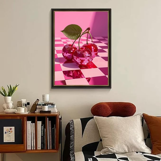 Gamteldot Diamond Art Kits for Adults,Cherry Diamond Painting Kits,5D Diamond Art DIY Full Drill Diamond Dots Gem Art Craft with Full Tools,for Home Wall Decor Gift-12x16in