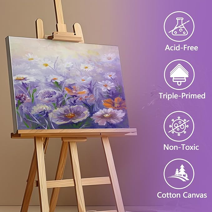 FUMILE Canvas for Painting 18x24, 4 Pack Large Stretched Canvas for Painting-5/8 in Profile Primed White Blank Painting Canvas Value Pack for Oil & Acrylic Paint