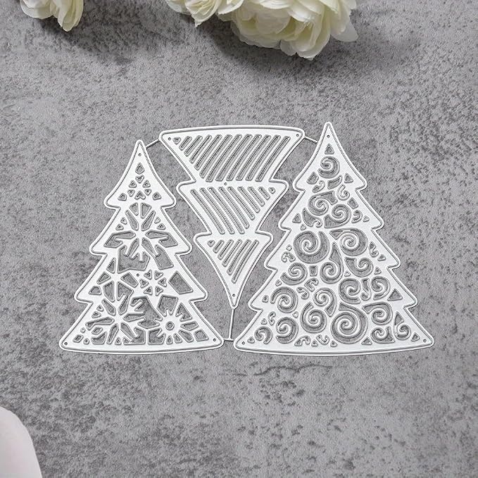 Lapoo Festivals Metal Cutting Die for Scrapbooking - Christmas Cut Stencils for DIY Scrapbook Photo Album Decorative Paper Card, Card Making Supplies, Embossing (A Christmas Tree Set 5.5 x 3.5 in)