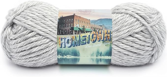 Lion Brand Hometown Yarn - Bulky Yarn for Knitting and Crocheting, 6-Pack (Springfield Silver)