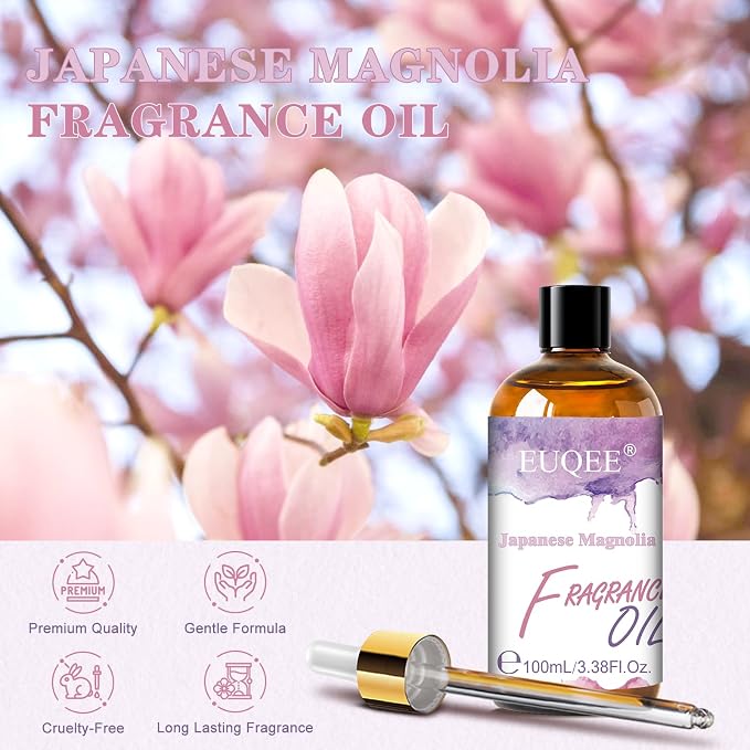 EUQEE Japanese Magnolia Fragrance Oil 3.38 Fl Oz/100ML Elegant Floral Scent