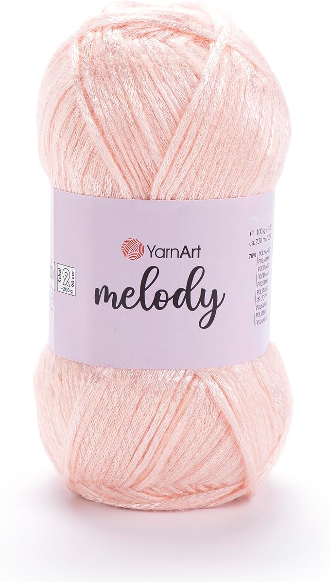 YarnArt Melody Variegated Chainette – Metallic Sheen Fiber for Knitting, Crochet & Embroidery, 100g (3.5 oz) Skein, 230m (251 yd), Premium Blend of 70% Polyamide 21% Acrylic 9% Wool (896)
