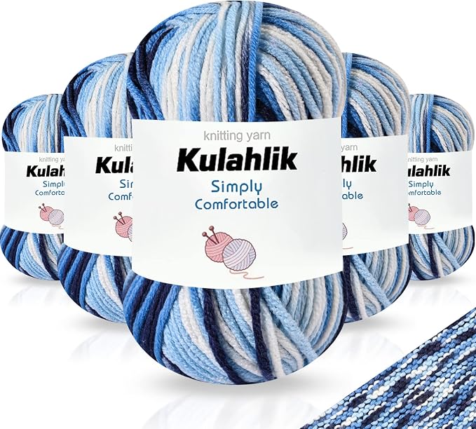 250g(5x50g) Acrylic Yarn for Crochet/Knitting, Colorful Gradient Yarn Thread, 5 Rolls Skeins, Perfect for Any Knitting Crochet and Crafts Mini Project