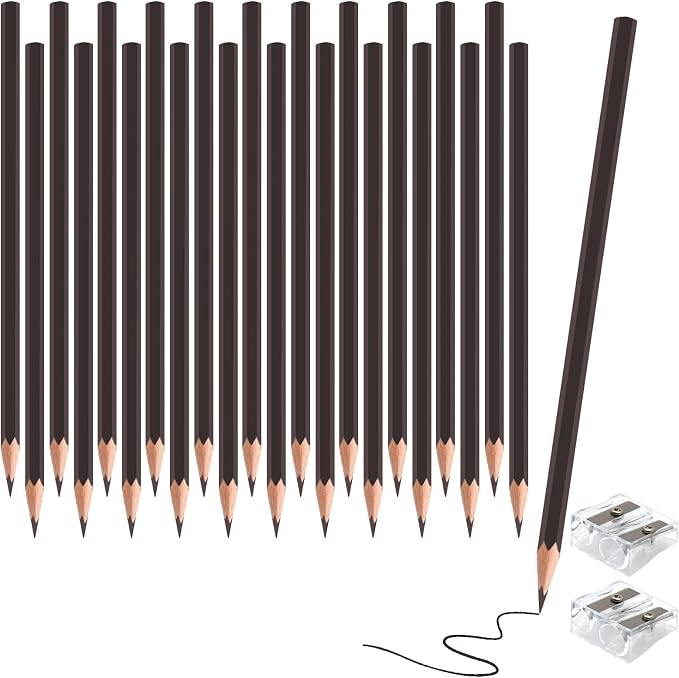 24 Pack Brown Colored Pencils for Kids, Pre-sharpened Art Pencils Back to School Supplies Set, Drawing Sketching Pencils for Students, Teachers, Classroom