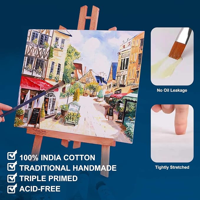 Stretched Canvases for Painting 10x20 Inch 7-Pack, 10 oz Triple Primed Acid-Free 100% Cotton Blank Canvas, Rectangular Canvas for Oil Paint Acrylics Pouring & Wet Art Media
