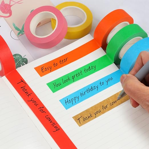 Guirnd 12PCS Colored Masking Tape, Kids Art Supplies, DIY Craft Tape, Colored Tape Rolls, Colored Painters Tape, 1.7cm x 12m (2/3In x 13Yards)