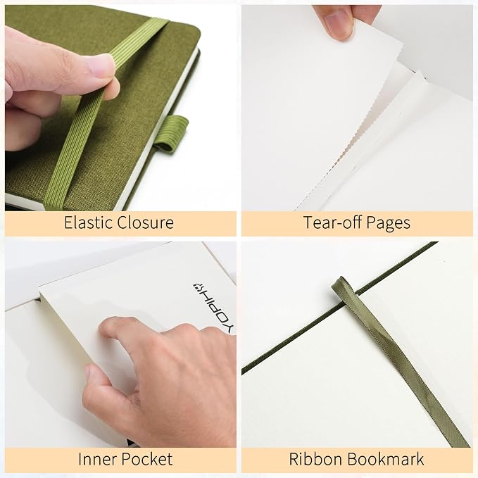 Yopih Artists Premium Linen Watercolor Sketchbook 5.5 x 5.5 in Green