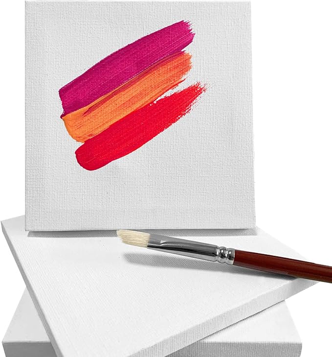 AUREUO Mini Stretched Canvas - 5x5 Inch/24 Pack - 2/5 Inch Profile Tiny Square Canvas Boards for Painting - Art Gift Set Bulk Pack Canvases for Acrylic Halloween Painting & Craft