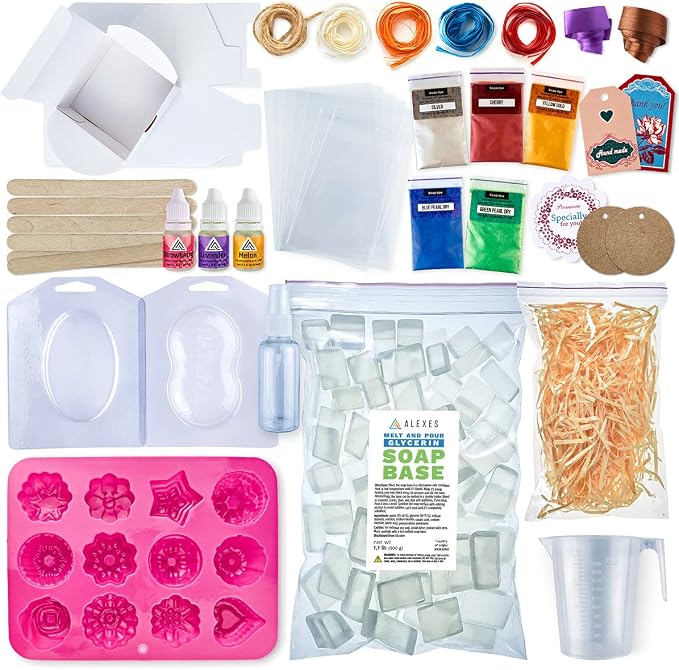 ALEXES Soap Making Kit for Adults – Gift Natural Soap Making Supplies Kit - Soap Kit Making for Adults – Make Your Own Soap Kit - Homemade Soap Maker Kit – Soap Making Molds Set