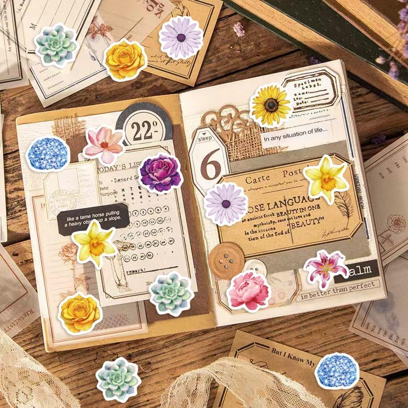 500Pcs Flower Stickers Colorful Floral Vinyl Decals