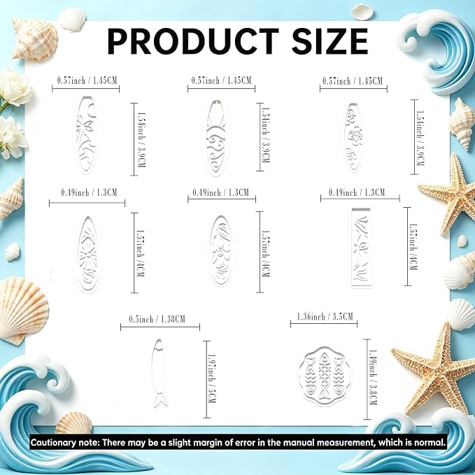 8Pcs Ocean Clay Earring Molds, Fish Flower Wave Polymer Clay Tools. Ocean Fish, Wave & Floral Patterns for Detailed Handmade Earrings and Coastal Clay Jewelry Designs