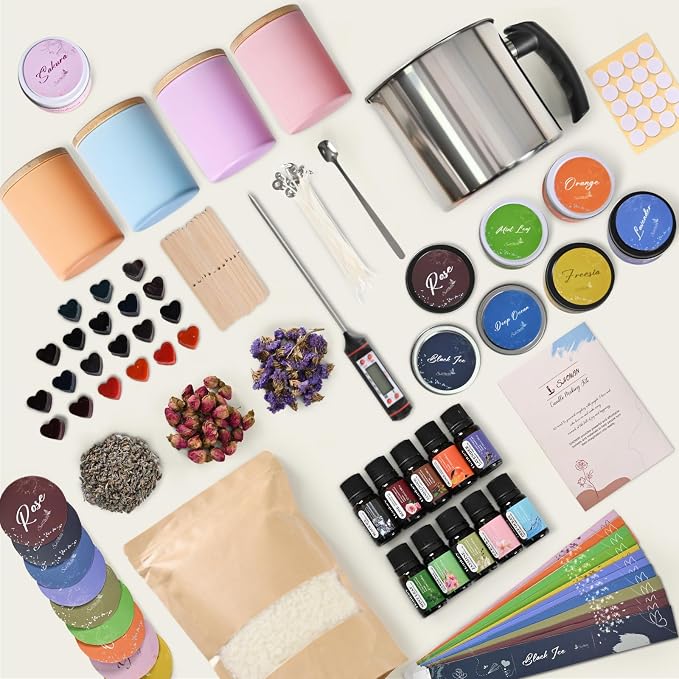 SHOWIN Candle Making Kit, DIY Candle Making Supplies for Adults, Starter Soy Wax Candle Kit with Candle Tins, Scented Home Decoration
