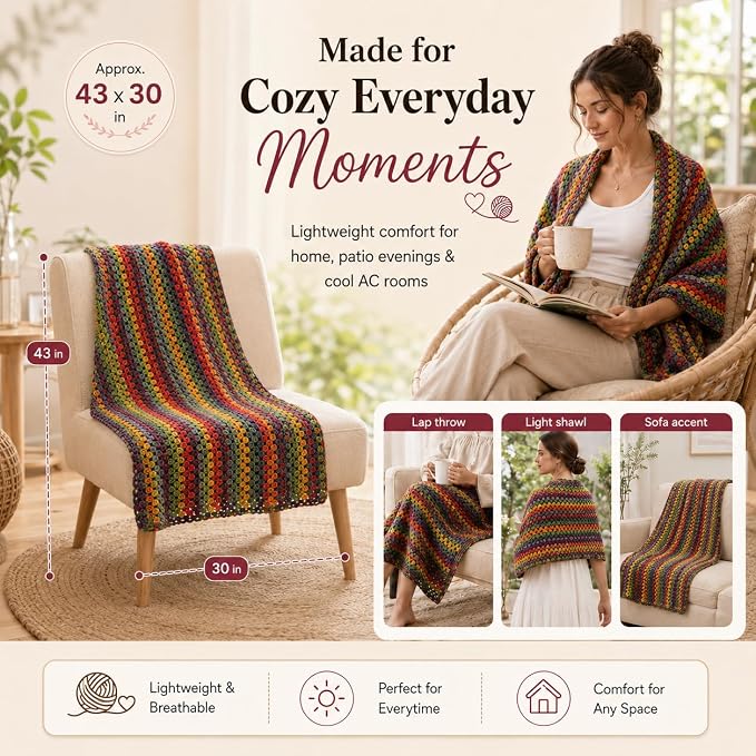 Aeelike Crochet Blanket Kit for Adults,Vedio Tutorial,Wool Yarn 10 Skeins