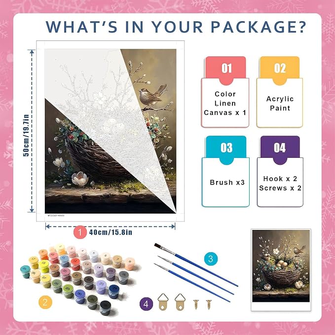 HITO Bird Paint by Numbers Kit for Adults, Paint by Numbers Kits for Adults | Bird Paint by Numbers for Adults Beginner, Bird Paint by Numbers for Gift Home Wall Decor 16x20 inch Frameless