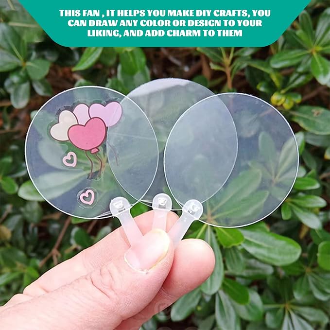 Plastic Round Handheld Fans, 100Pcs Blank Pocket Fans, Clear Plastic Hand Fan, Chinese Style for DIY Crafts