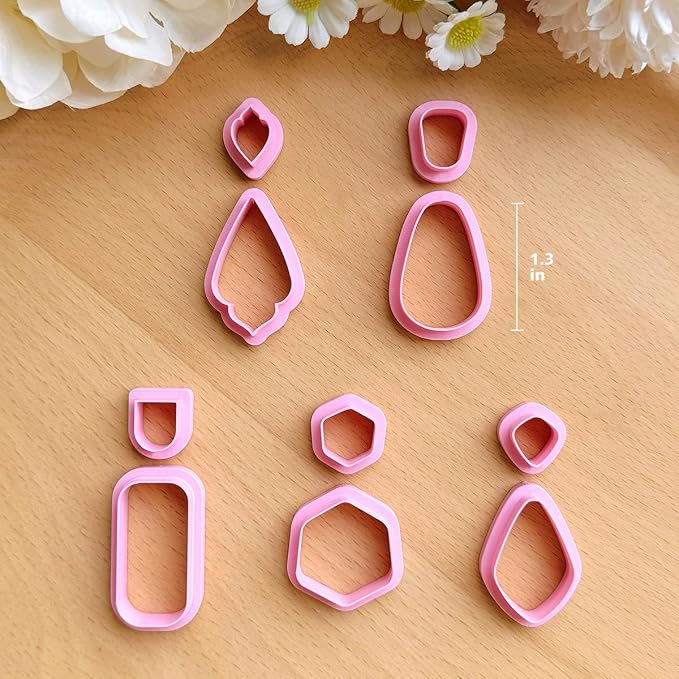 KEOKER Polymer Clay Cutters, Clay Cutters for Polymer Clay Jewelry, Basic Polymer Clay Cutters Set, Clay Earrings Cutters.(A)